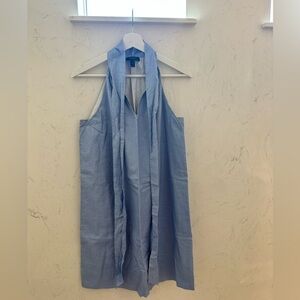 J Crew blue oxford cotton tie-neck sleeveless dress